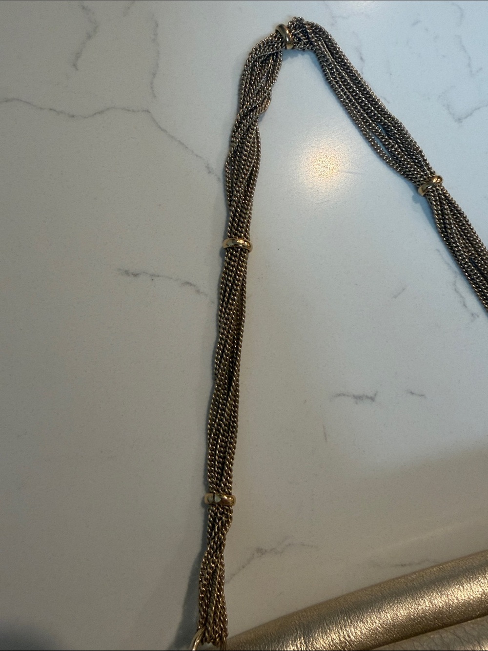 Vintage Lauren Merkin "Eve" convertible leather clutch in champagne gold - Picture 6 of 9